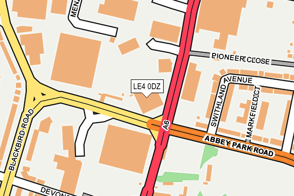 LE4 0DZ map - OS OpenMap – Local (Ordnance Survey)