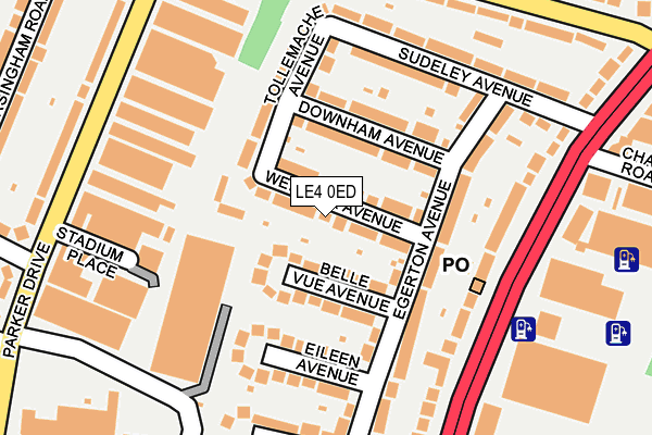 LE4 0ED map - OS OpenMap – Local (Ordnance Survey)