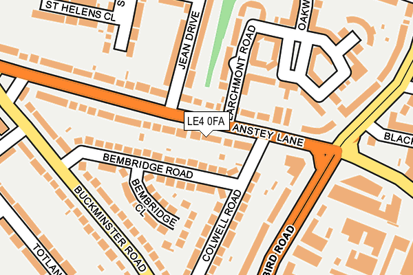 LE4 0FA map - OS OpenMap – Local (Ordnance Survey)