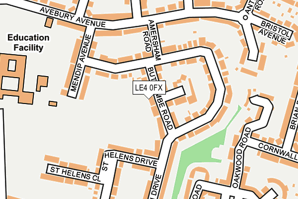 LE4 0FX map - OS OpenMap – Local (Ordnance Survey)