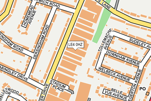 LE4 0HZ map - OS OpenMap – Local (Ordnance Survey)