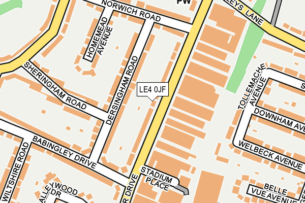 LE4 0JF map - OS OpenMap – Local (Ordnance Survey)