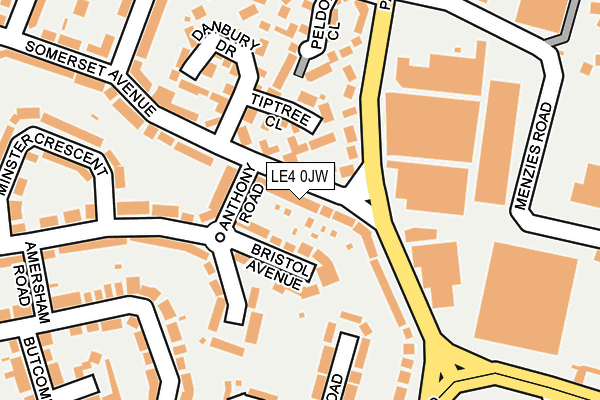 LE4 0JW map - OS OpenMap – Local (Ordnance Survey)