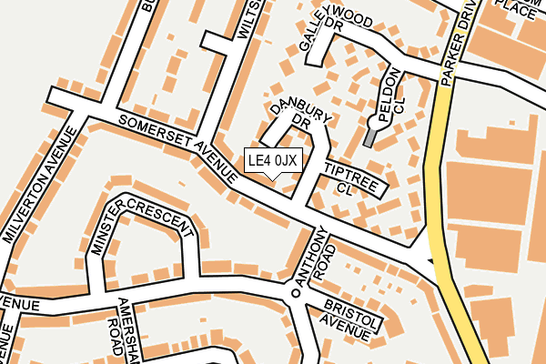LE4 0JX map - OS OpenMap – Local (Ordnance Survey)