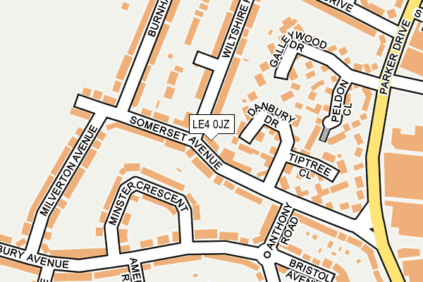 LE4 0JZ map - OS OpenMap – Local (Ordnance Survey)