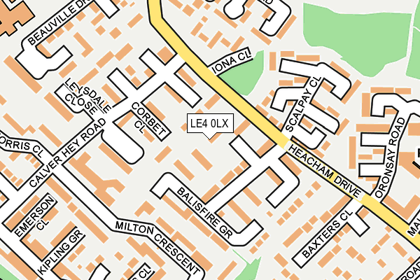 LE4 0LX map - OS OpenMap – Local (Ordnance Survey)