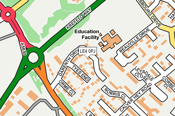 LE4 0PJ map - OS OpenMap – Local (Ordnance Survey)