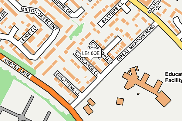 LE4 0QE map - OS OpenMap – Local (Ordnance Survey)