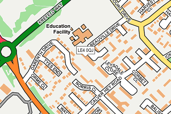 LE4 0QJ map - OS OpenMap – Local (Ordnance Survey)