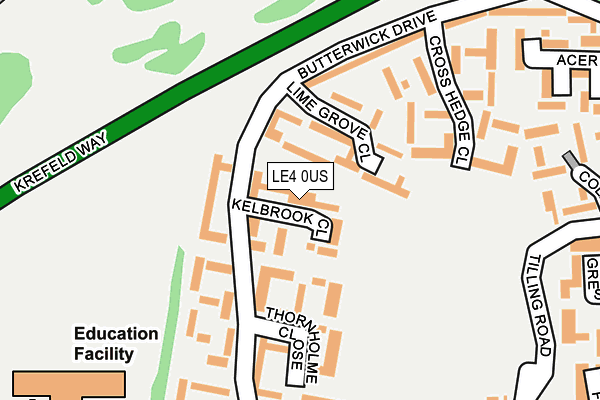 LE4 0US map - OS OpenMap – Local (Ordnance Survey)