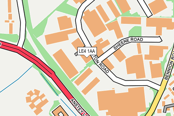 LE4 1AA map - OS OpenMap – Local (Ordnance Survey)