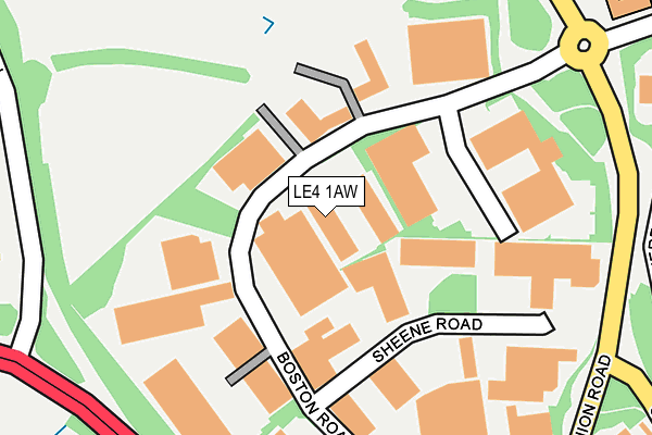 LE4 1AW map - OS OpenMap – Local (Ordnance Survey)