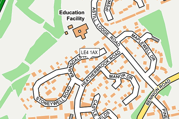 LE4 1AX map - OS OpenMap – Local (Ordnance Survey)