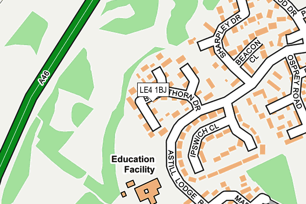 LE4 1BJ map - OS OpenMap – Local (Ordnance Survey)