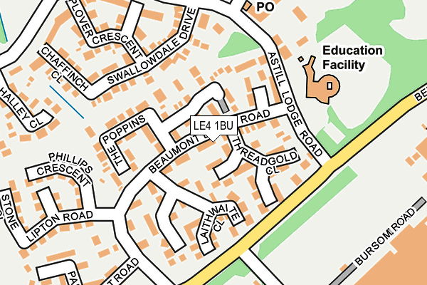 LE4 1BU map - OS OpenMap – Local (Ordnance Survey)