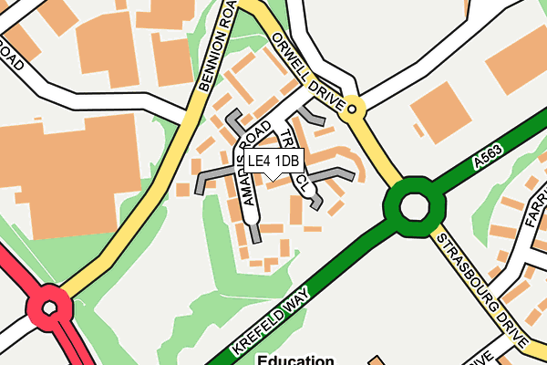LE4 1DB map - OS OpenMap – Local (Ordnance Survey)