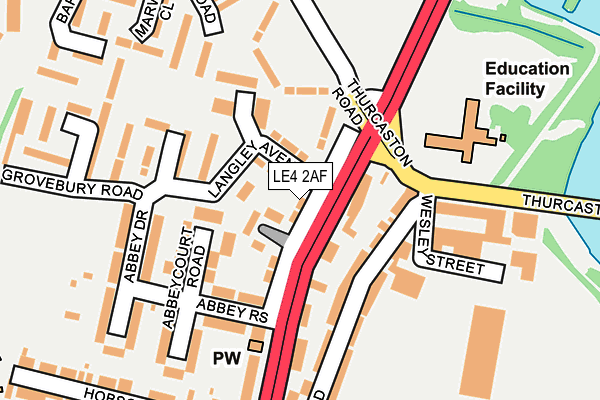LE4 2AF map - OS OpenMap – Local (Ordnance Survey)