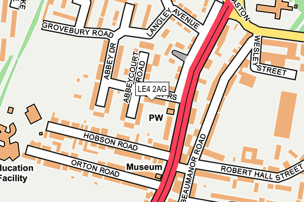 LE4 2AG map - OS OpenMap – Local (Ordnance Survey)