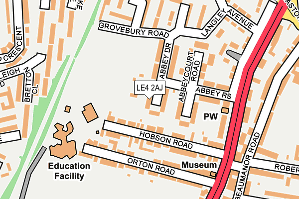 LE4 2AJ map - OS OpenMap – Local (Ordnance Survey)