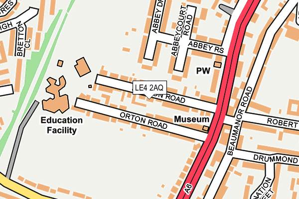 LE4 2AQ map - OS OpenMap – Local (Ordnance Survey)