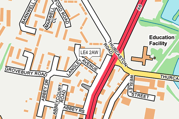 LE4 2AW map - OS OpenMap – Local (Ordnance Survey)