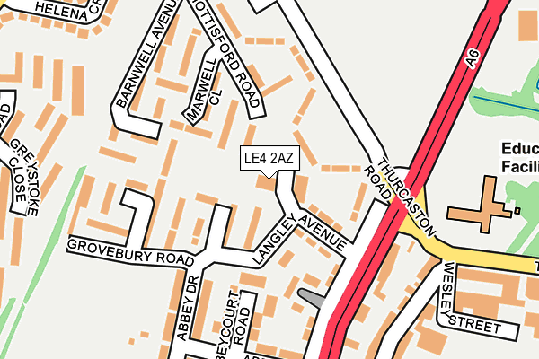 LE4 2AZ map - OS OpenMap – Local (Ordnance Survey)