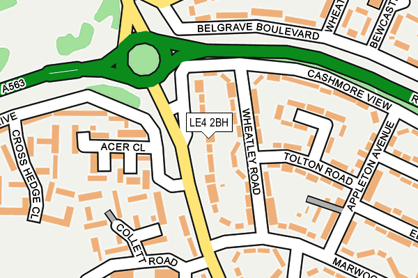LE4 2BH map - OS OpenMap – Local (Ordnance Survey)