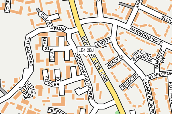 LE4 2BJ map - OS OpenMap – Local (Ordnance Survey)