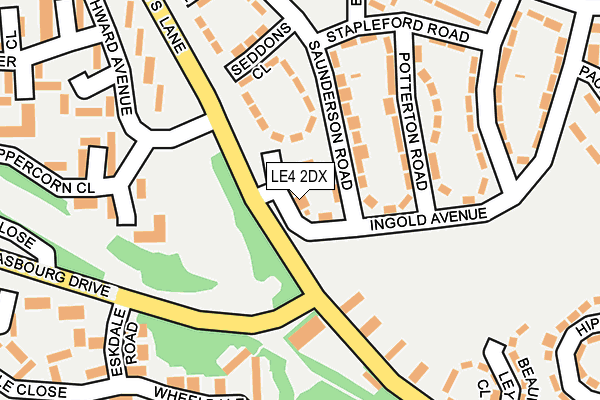 LE4 2DX map - OS OpenMap – Local (Ordnance Survey)