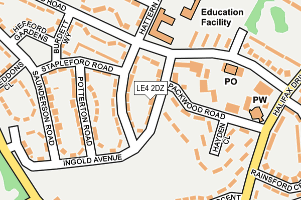 LE4 2DZ map - OS OpenMap – Local (Ordnance Survey)