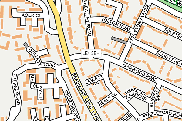 LE4 2EH map - OS OpenMap – Local (Ordnance Survey)