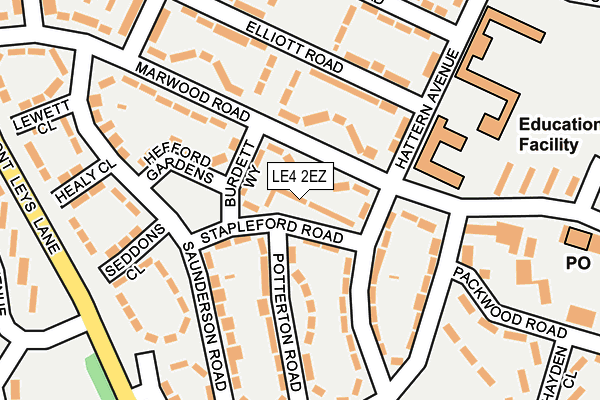 LE4 2EZ map - OS OpenMap – Local (Ordnance Survey)