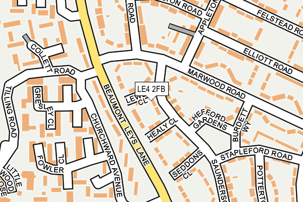 LE4 2FB map - OS OpenMap – Local (Ordnance Survey)