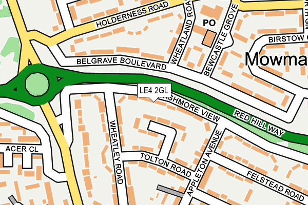 LE4 2GL map - OS OpenMap – Local (Ordnance Survey)
