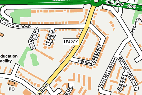 LE4 2GX map - OS OpenMap – Local (Ordnance Survey)