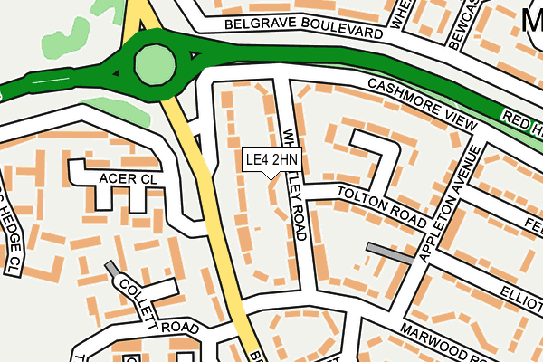 LE4 2HN map - OS OpenMap – Local (Ordnance Survey)