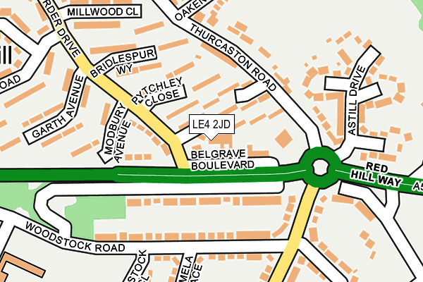 LE4 2JD map - OS OpenMap – Local (Ordnance Survey)
