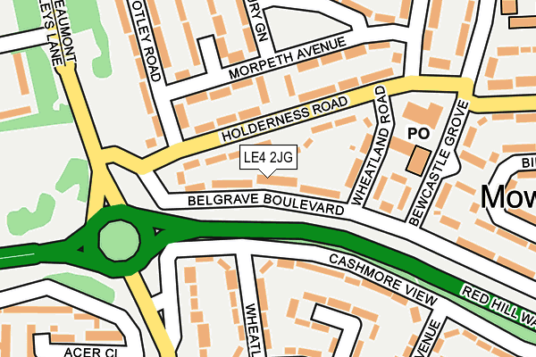 LE4 2JG map - OS OpenMap – Local (Ordnance Survey)
