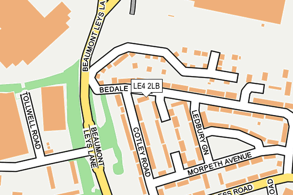 LE4 2LB map - OS OpenMap – Local (Ordnance Survey)