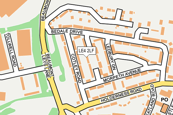 LE4 2LF map - OS OpenMap – Local (Ordnance Survey)