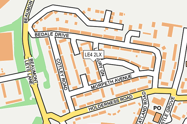 LE4 2LX map - OS OpenMap – Local (Ordnance Survey)