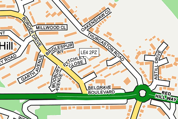 LE4 2PZ map - OS OpenMap – Local (Ordnance Survey)