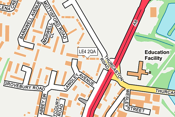 LE4 2QA map - OS OpenMap – Local (Ordnance Survey)