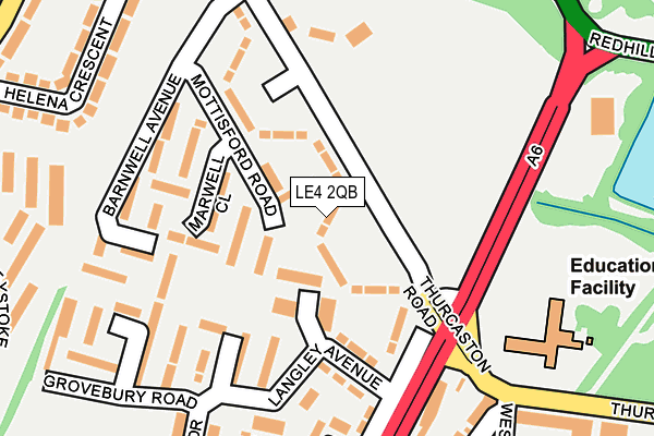LE4 2QB map - OS OpenMap – Local (Ordnance Survey)
