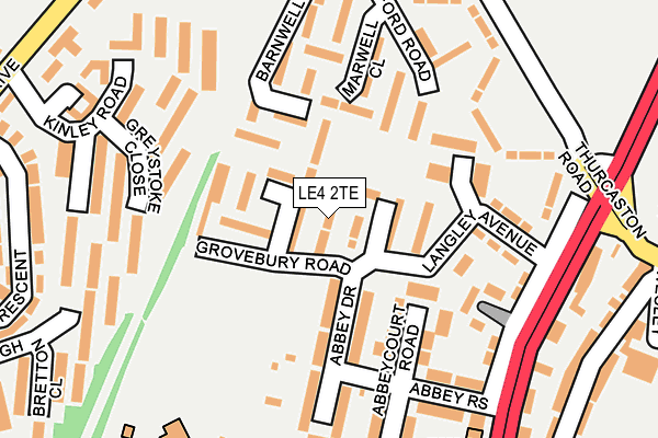 LE4 2TE map - OS OpenMap – Local (Ordnance Survey)