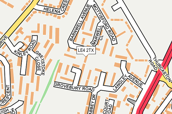 LE4 2TX map - OS OpenMap – Local (Ordnance Survey)