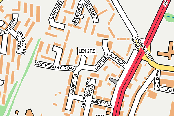 LE4 2TZ map - OS OpenMap – Local (Ordnance Survey)