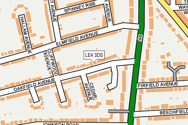 LE4 3DS map - OS OpenMap – Local (Ordnance Survey)