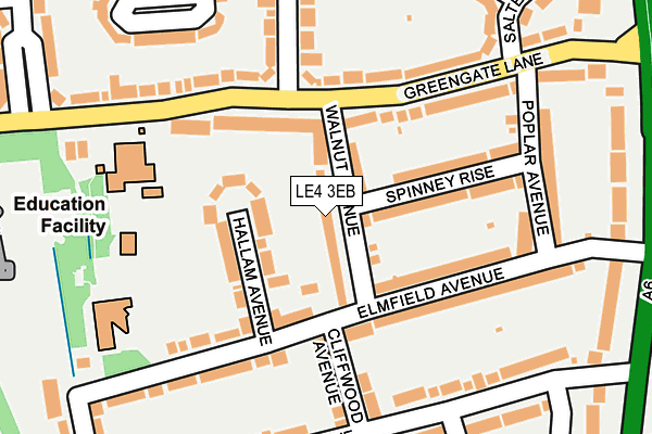 LE4 3EB map - OS OpenMap – Local (Ordnance Survey)