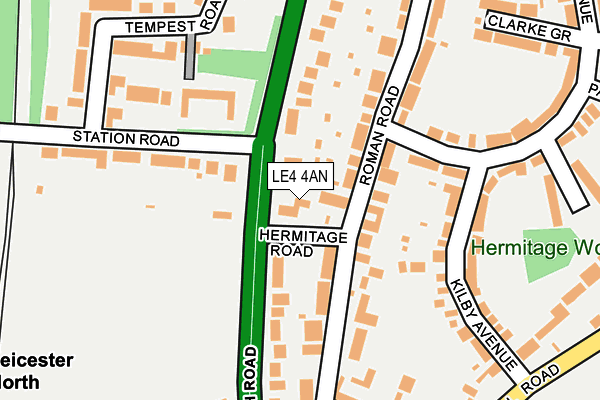 LE4 4AN map - OS OpenMap – Local (Ordnance Survey)